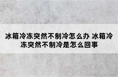 冰箱冷冻突然不制冷怎么办 冰箱冷冻突然不制冷是怎么回事